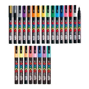 lot 14017 image: Posca Paint Marker Set, Mitsubishi Poster Color Marking Pen Fine Point, 24 Colors, 17 Standard and 7 Natural, Japan Import