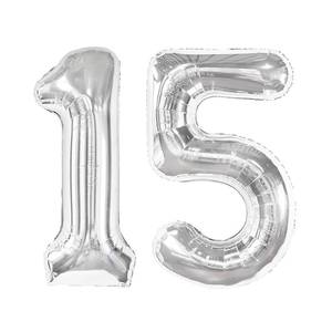 lot 14019 image: 15 Balloon - Silver Birthday Number Balloons, 40 Inch Large Foil Balloons for Men Women Boys Girls Silver Themed Birthday Decorations
