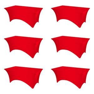 lot 14477 image: BRILLMAX 6 Pack Red Spandex Table Covers for 6 Ft Rectangle Tables - 180 GSM Thick Stretch Tablecloth Fitted, Reinforced Foot Pockets, Wrinkle Free Cloth for Wedding Banquet Party Trade Show