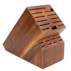 lot 15676 image: 20 Slot Knife Block Storage without Knives,Acacia Wood Universal Knife Holder for Kitchen Countertop,Large Butcher Block Organizer,Easy Kitchen Knife Storage (Brown)