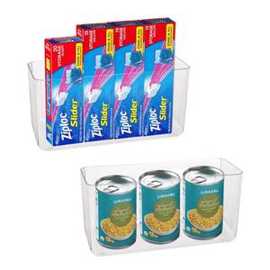 lot 15681 image: Klmnop 2 Pack Adhesive Mount Cabinet Door Organizer, Kitchen Foil and Plastic Wrap Holders, Cling Wrap Wall Organization for Kitchen, Pantry, Bathroom, Office, Craft Room, Garage(Clear)