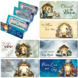lot 16344 image: Bulyoou 36 Slots Religious Christmas Surprise Money Holder 6.88x2.95 Xmas Nativity Money Cash Present Birthday Gift Check Holder Xmas Party Favor 6 Festive Designs Holiday with 6 Slots