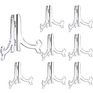 lot 16350 image: HESTYA 8 Pcs Clear Acrylic Easels Plate Stands Holders to Display Pictures or Other Items for Display Decoration (4.5 Inch)