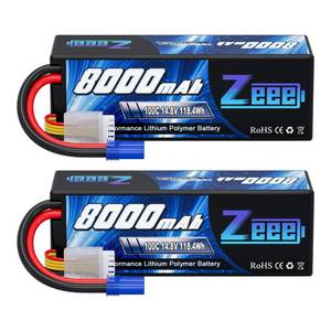 lot 16446 image: Zeee 4S Lipo Battery 8000mAh 14.8V 100C with EC5 Connector Hard Case RC Battery for Car Truck Tank RC Buggy Truggy Racing Hobby(2 Pack)