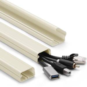 lot 18016 image: 39in Cord Covers for Wires on Wall, YCLYC Wall Cord Cover, Large TV Cable Hider Wall Kit, Beige TV Cord Hider for Wall Mounted TV, Electrical Cable Raceway Cord Organizer, 3 X L13in W1.2 H0.7