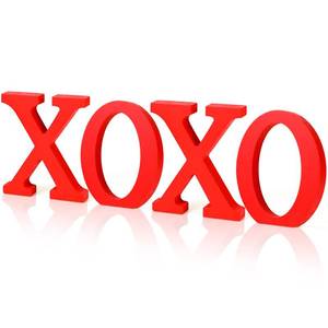 lot 18019 image: Chuangdi Valentine��s Day Table Decorations XOXO Sign Table Centerpiece Tabletop Sign Wooden Block Cutout Signs for Mantsle Decoration, Valentine��s Day Tiered Tray Decor for Home Wedding Party