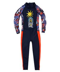 lot 18380 image: M2C Boys UPF 50 Long Sleeve Rash Guard Swimsuit One Piece Swimwear Navy 9-10