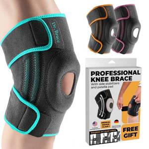 lot 18383 image: DR. BRACE ELITE Knee Brace with Side Stabilizers & Patella Gel Pads for Maximum Knee Pain Support and fast recovery for men and women-Please Check How To Size Video (Earth, Medium)
