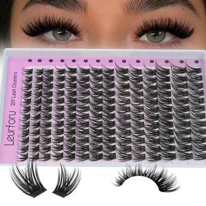 lot 18388 image: Wispy Lash Clusters Natural Clusters Eyelash Extension 10-18mm Eyelash Clusters DIY Individual Lashes Clusters C Curl Soft Lash Clusters with Thin Band Soft Cluster Lashes by Leurforu