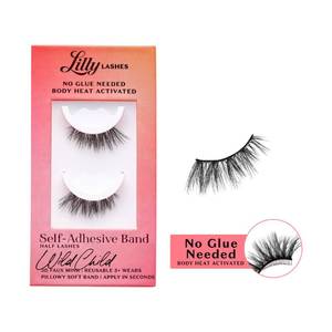 lot 18390 image: Lilly Lashes Self Adhesive Eyelashes (Half Lashes), No Lash Glue Needed, Body Heat Activated Press on Lashes, Reusable Self Adhesive Eyelashes Up to 5x, Easy to Apply & Remove (WildChild)