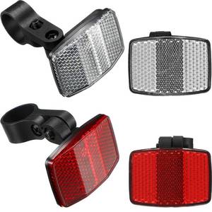 lot 18391 image: HESTYA 4 Pieces Bike Front and Rear Wheel Spoke Reflectors for Handlebar and Seatpost Bicycle Cycling Safety Warning Reflectors Red and White