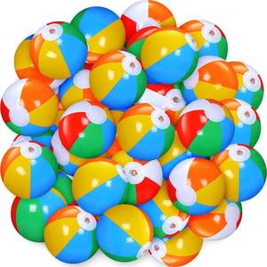 lot 18396 image: Honoson 50 Pack Mini Beach Balls for Kids 5 Inch Small Inflatable Beach Balls Bulk for The Pool Birthday Party Favors Classic Rainbow Color Blow up Tiny Toy for Summer and Water Games(50 Pack)