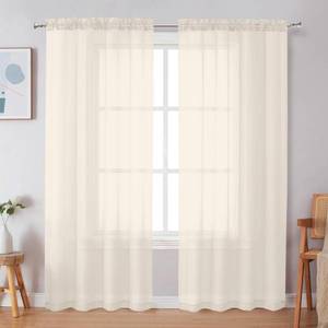 lot 18408 image: Simplebrand Cream Sheer Curtains 72 Inches Long 2 Panels for Living Room, Rod Pockets Airy Window Treatments Voile Sheer Curtains Panels Lightweight for Front Back Patio Glass Door, 42 Width