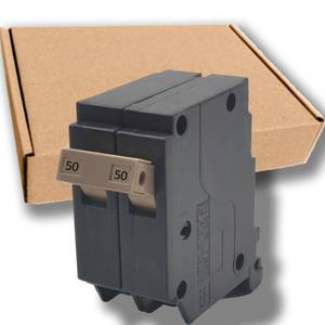 lot 18424 image: 50 Amp 2-Pole Circuit Breaker, 34-Inch Plug-in Type Molded Case Circuit Breaker, Compatible with OEM Load Centers, 10KA 120240V, Thermal Magnetic Protection, Genuine OEM-10 Years Warranty