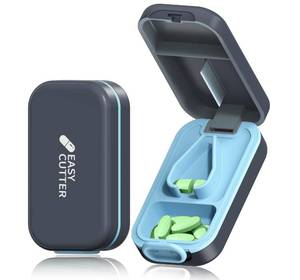 lot 18433 image: ViLoSa Pill Cutter & Organizer - 3-25mm Adjustable Blades  Splinter-Free Cutting  Detachable Washable Compartment Pill Splitter for Small or Large Pills Gray
