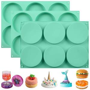 lot 18448 image: Zorazio 4Inch Round Silicone Mold for Baking, 3Pcs Large Silicone Muffin Top Pan Non-Stick, 6-Cavity Baking Mold for Breakfast Sandwiches Hamburger Egg Whoopie Pie
