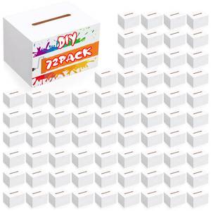 lot 18457 image: Fullhawl 12 Pack Ballot Raffle Box White Suggestions Donations 6 x 4.5 x 4 Inch Cardboard Box with Removable Header Charity for Fundraising Collecting Business Card Voting Contest