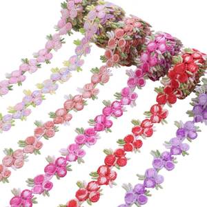 lot 18471 image: IDONGCAI Flower Embroidered Lace Trim 6 Yards Rose Applique Lace Ribbon Trim for Sewing Crafts 6 Mix Colors