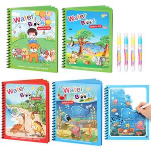 lot 18478 image: CMTOOP 4 Pack Reusable Water Coloring Books for Toddlers, Paint with Water Books,Mess-Free Coloring Book, Portable Educational Doodle Drawing Toy, Improving Childrens Imagination, Color Perception