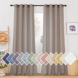 lot 18484 image: NICETOWN Linen Sheer Curtains 96 inches Long, (Burlap) Grommet Semi Sheer Flax Textued Vertical Drapes Privacy with Light Filtering for Living RoomFarm House, W52 x L96, 1 Pair