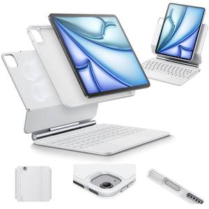 lot 19591 image: ESR for iPad Air 11 Inch Case with Keyboard M4M3M2 (202620252024) & iPad Pro 11Air 5th4th Gen Keyboard, Easy-Set Magnetic Stand, PortraitRaised Modes, with Removable Protective Case, White (visible signs on use)