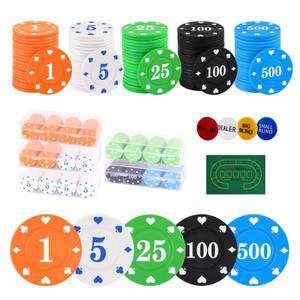 lot 19598 image: sharkplay 500Pcs Denomination Plastic Poker Chips Set with Storage Box for Blackjack, Texas Holdem, Night Poker Games