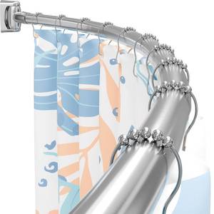 lot 19600 image: Curved Shower Curtain Rod, 35-76 Inches Adjustable Length, Metal Rods&Brackets, Rust-Proof, Round Curved Rod for Bathroom, Stall, Bathtub, Need to Drill, Brush Nickel