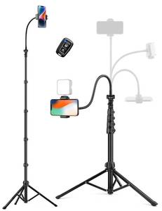 lot 19601 image: Phone Tripod, 86 Tall Tripod for iPhone with Flexible Gooseneck & Remote, Portable Aluminum Cellphone Stand for Selfies, Video Recording,Travel, Compatible with iPhone Android