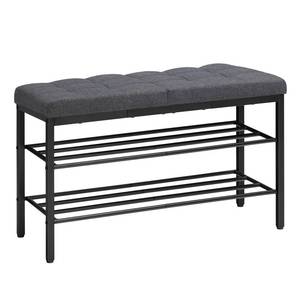 lot 19603 image: HOOBRO Shoe Bench, Entryway Storage Bench with Cushion, Rack for Entryway, 29.5 L x 12 W x 18.1 H, Shelf with Seat, for Living Room, Bedroom, Hallway, Entrance, Dark Gray BGZ95HX01