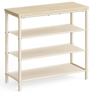 lot 19605 image: VASAGLE Shoe Rack, 4-Tier Shoe Storage Organizer for Entryway and Closet, Holds 9-12 Pairs of Shoes, 3 Fabric Shelves, Steel Frame, Modern, Natural Beige and Pearl White ULBS035K01