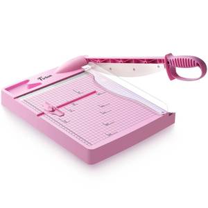 lot 19609 image: Firbon 12 Guillotine Paper Cutter, Heavy Duty 30-Sheet Capacity Trimmer for Cardstock, Photos, Scrapbooking, Office, Classroom, Studio (Pink)
