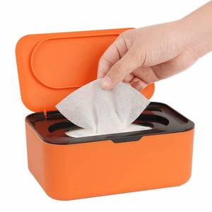 lot 19612 image: Wipes Dispenser, Wipe Holder for Baby & Adult, Seposeve Refillable Wipe Container, Keeps Wipes Fresh, One-Handed Operation. Non-Slip, Easy OpenClose Wipes Pouch Case, Orange