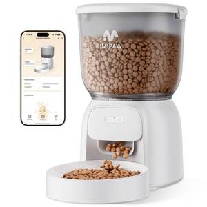 lot 19618 image: IMIPAW PET Automatic Cat Feeder WiFi 5G Smart Auto Pet Feeder with App Remote Control- Timed Feeding Cat Food Dispenser with Airtight Lock-Fresh- Easy to Clean& Dual Power Supply 1-10 Meals per Day