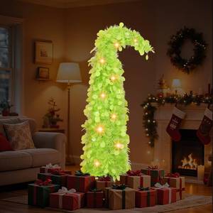 lot 19620 image: 3ft Christmas Tree,Pop up Christmas Tree,Green Xmas Tree with Tree Skirt, Easy Setup Whimsical Artificial Christmas Tree for Christmas Decorations Outdoor & Indoor Use