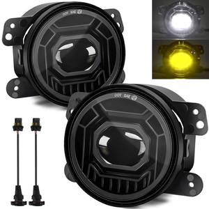 lot 19646 image: KARSAM 4 Inch Round LED Fog Lights for 2007-2018 Jeep Wrangler JK JKU 2018-2024 Jeep Wrangler JLU Accessories, 60W White Amber Off-Road Lamps Black Front Bumper LED Fog Lights Assembly, DOT Approved