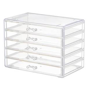 lot 19652 image: YUFONG Earring Storage Box Organizer 5 Drawers Jewelry Organizer Acrylic Jewelry Storage Box Holder Compartment Transparent Display Storage Case Gift for Women Girls (5 Grids)