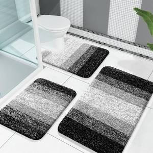 lot 19656 image: OLANLY Bathroom Rugs Sets 3 Piece, Soft Absorbent Microfiber Bath Mats and U-Shaped Contour Toilet Rug, Plush Shaggy Bath Mat Set for Bathroom (30x2024x1624x20, Black)