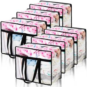 lot 19661 image: Bulyoou 6 PCS Clear PVC Zippered Storage Bags 40L Plastic Closet Organizers and Storage Containers Foldable Moving Bags with Reinforced Handles for Bedding, Blankets, and Seasonal Clothes(Black)