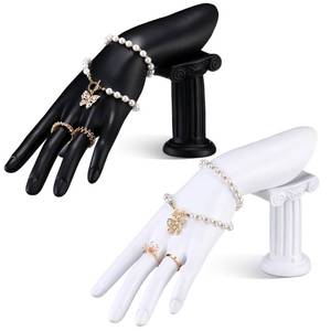 lot 19671 image: Yalikop 2 Pack Resin Mannequin Hand Jewelry Display Holder Stand for Ring Bracelet Necklace Home Table Decor