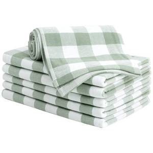 lot 19672 image: PiccoCasa 100% Cotton Terry Kitchen Towels Set of 6 Plaid Pattern (13 x 29 Inch) Soft Absorbent Drying Dish Towels for Kitchen Cooking - Green, White