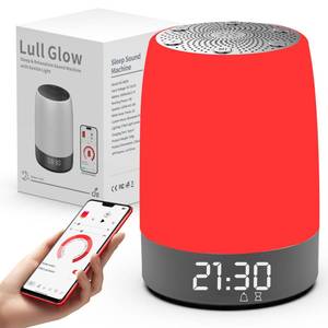 lot 19683 image: Red Light Therapy Lamp for Sleep, Bestkid 5-Level Night Light Red for Adult Kids, White Noise Sound Machine with APP Control Alarm Clock Timer for Bedroom, Stress Relief, Relaxation, 620-690nm