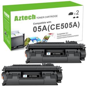 lot 19685 image: Aztech Compatible Toner Cartridge Replacement for HP LaserJet CE505A 05A for HP P2035 P2035N P2055DN 2055DN 2035N P2030 P2050 P2055D P2055X 2055D 2055X Printer (Black 2-Pack)