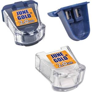 lot 20277 image: June Gold 2.0 mm Sharpener for Graphite or Color Leads, Self-Contained Shavings, Portable (2 Pack)