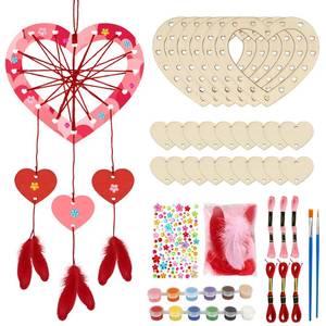 lot 20295 image: Fennoral 6 Pack Heart Dream Catcher Craft Kit for Kids Paint You Own Love Heart Dream Catcher DIY Coloring Mothers Day Wooden Art and Craft for Art Activity Project Valentines Day Decoration