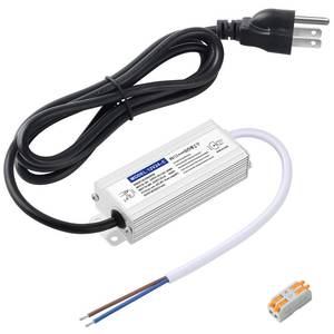 lot 20307 image: Karyoosi LED Driver 24 Watts Waterproof IP67, 12V DC Power Supply 2A,120V AC to 12V DC Converter, with 3-Prong Plug and 4.9 Feet Cable - Ideal Power Supply for LED Strips and Lights