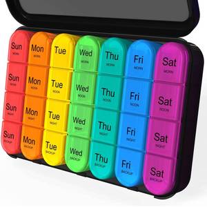 lot 20311 image: Daviky Pill Organizer 4 Times a Day - Pill Box 7 Day, Large Weekly Medicine Pill Organizer for Travel with Removable Individual Containers, Pill Case to Hold Daily Vitamins, Supplements and Medication