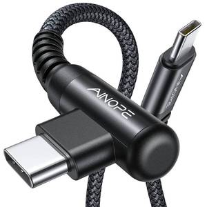 lot 20316 image: AINOPE USB C Cable 60W 2-Pack 10ft Nylon Braided USB C to USB C Cable Type C Charger Fast Charging Right Angle USBC Cable Charger Cord for iPhone 16 Pro Max 15 Plus Samsung S24 S23 iPad Pro Black