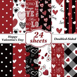 lot 20321 image: Valentines Pattern Paper Double Sided Valentine Decorative Scrapbook Craft Paper,Love Heart Red Black Cardstock for Valentines Craft Supplies Card Making Scrapbook(12 Design,24 Sheet,11 x 11 Inch)