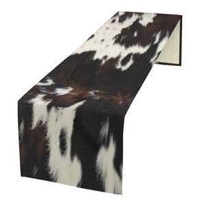 lot 20331 image: Cow Skin Print Table Runner, Rustic Country Farmhouse Animal Fur Skin Western Farm Black Brown Cowhide Print Dinner Runner Table Decoration for Home Kitchen Dining 13x120