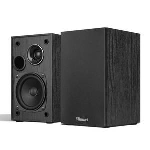 lot 111011 image: Elimavi Passive Bookshelf Speakers, 2-Way Design with 4 Woofer & 1 Silk Horn Tweeter, 60Hz Bass, Ideal for Home, Office & Theater, Black(Requires Amplifier or Receiver to Operate)